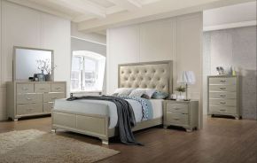 ACME 26240Q Carine - Queen Bed - Synthetic Leather & Champagne