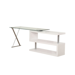 ACME 92368 Buck - Desk - White High Gloss & Clear Glass