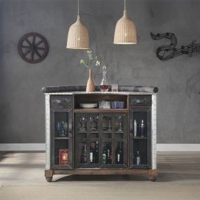 ACME DN01019 Rahma - Bar Table - Antique Ebony Top Grain Leather & Aluminum
