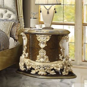ACME BD20003 Desiderius - Nightstand - Antique Gold & Hand Painted Brown