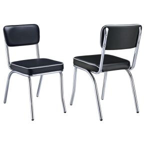 CoasterEveryday 2066 Retro - Upholstered Dining Side Chair (Set of 2) - Black