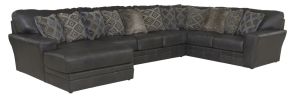 Jackson 4378/72/75/30-28 Denali - 3 Piece Italian Leather Match Sectional With LSF Chaise And 12 Included Accent Pillows - Steel