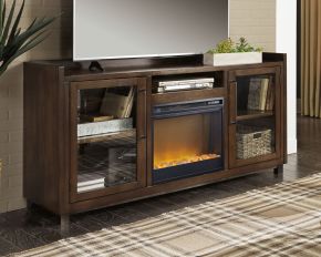 Signature Design by Ashley® W633/68/W100-02 Starmore - 70" TV Stand With Glass/Stone Fireplace Insert - Brown