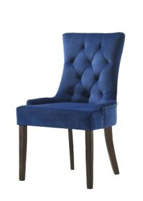 ACME 77165 Farren - Side Chair (Set of 2) - Blue Velvet & Weathered Oak