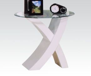 ACME 80862_KIT Pervis - End Table - White & Clear Glass