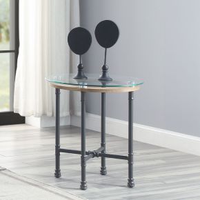 ACME LV00436 Brantley - End Table - Clear Glass & Sandy Gray