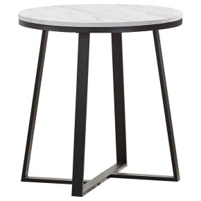 CoasterEveryday 723237 Hugo - Round Faux Marble End Table - White And Matte Black
