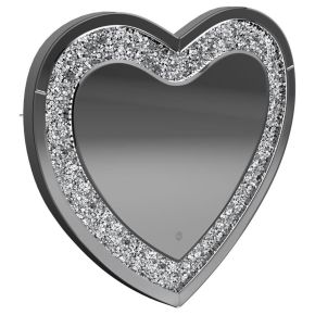 CoasterEssence 961535 Aiko - Heart Shaped LED Light Wall Mirror - Silver