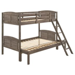 CoasterEveryday 400809 Flynn - Wood Twin Over Full Bunk Bed - Weathered Brown