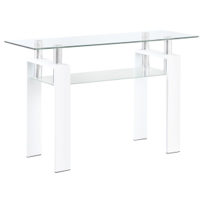 Coaster Fine Furniture 703439 Dyer - Rectangular Glass Top Entryway Sofa Console Table - White
