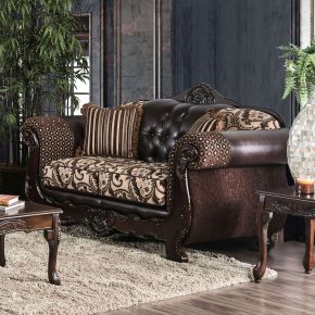 Furniture of America SM6416-LV Quirino - Loveseat - Light Brown / Dark Brown