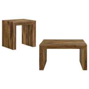 Coaster Fine Furniture 708418-S2 Odilia - 2 Piece Solid Wood Coffee And End Table Set - Auburn