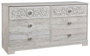 Signature Design by Ashley® EB1811-131 Paxberry - Six Drawer Dresser - Vinyl-Wrapped - Whitewash