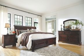 Millennium® by Ashley B697/31/36/77/74/98 Porter - Rustic Brown - 5 Pc. - Dresser, Mirror, Queen Sleigh Bed With 2 Storage Drawers