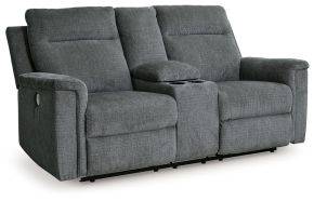 Signature Design by Ashley® 3320296 Barnsana - Gravel - Dbl Power Reclining Loveseat With Console