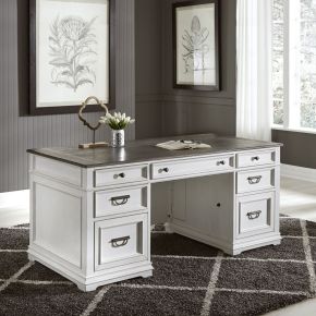 Liberty Furniture 417-HOJ-DSK Allyson Park - Desk - Wirebrushed White / Charcoal
