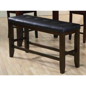 ACME 74634 Urbana - Counter Height Bench - Black PU & Espresso