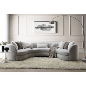ACME LV02541 Ivria - Sectional Sofa With 9 Pillows - Gray Boucle