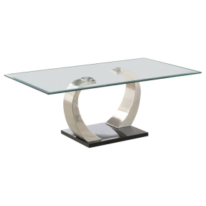 CoasterEssence 701238 Pruitt - Rectangular Glass Top Metal Coffee Table - Satin