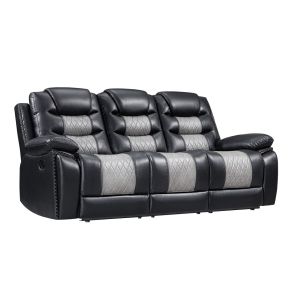 New Classic U7005-30-BKG Nikko - Sofa With Dual Recliner - Black / Gray