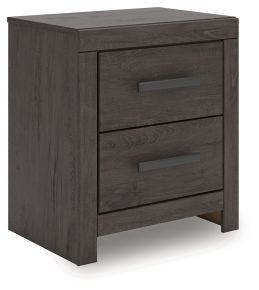 Signature Design by Ashley® B3789-92 Prendonea - Two Drawer Night Stand - Charcoal