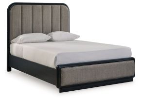 Signature Design by Ashley® B821B2 Rowanbeck - Queen Upholstered Panel Bed - Gray / Black
