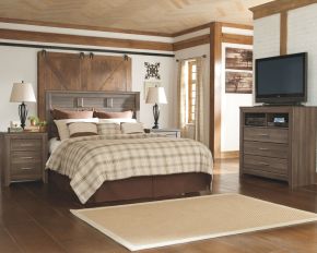 Ashley Furniture B251/31/36/57 Ashley Furniture B251/31/36/57 Juararo - 3 Pc. - Dresser, Mirror, Queen Panel Headboard - Dark Brown