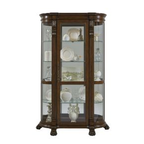 Pulaski Furniture 102003 PFC Curios - Lighted Curved Front 4 Shelf Curio Cabinet - Maple Brown