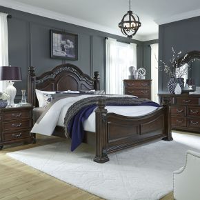 Liberty Furniture 737-BR-KPSDMCN Liberty Furniture 737-BR-KPSDMCN Messina Estates - 5 Piece Bedroom Set (King Poster Bed, Dresser & Mirror, Chest, Nightstand) - Cognac
