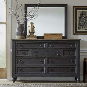 Liberty Furniture 615-BR-ODM Americana Farmhouse - Dresser & Mirror - Dark Gray