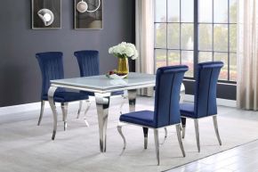 CoasterElevations 115091-S5B Carone - 5 Piece Rectangular Glass Dining Set - White / Blue