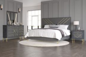 New Classic 00-B1826-34N Symmetry - Queen 4 Piece Bedroom Set (Bed, Dresser, Mirror, Nighstand) - Gray