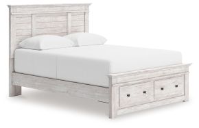 Signature Design by Ashley® PCB1171B4 Makidern - Queen Panel Storage Bed With Storage Footboard - Whitewash