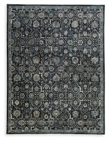 Ashley Furniture R406111 Hilcott - 8' x 10' Rug - Blue / Cream / Brown
