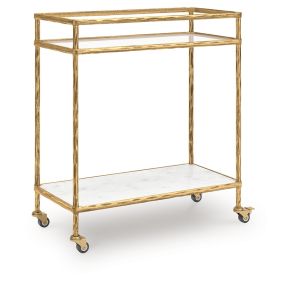 Ashley Furniture A4000625 Plattfield - Bar Cart - Antique Gold Finish