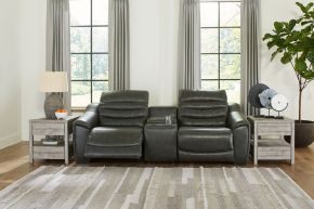 Signature Design by Ashley® U63404/58/57/62 Center Line - Dark Gray - Power Reclining Loveseat With Console 3 Pc Sectional