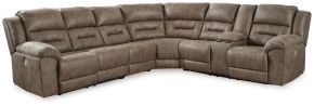 Signature Design by Ashley® 83106S4 Ravenel - Fossil - 4-Piece Power Reclining Sectional With Raf Power Reclining Loveseat With Console