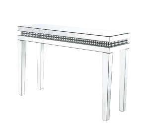 ACME 88053 Lotus - Accent Table - Mirrored & Faux Crystals Inlay