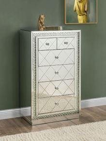 ACME 97948 Nysa - Cabinet - Mirrored & Faux Crystals Inlay
