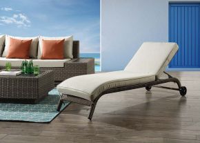 ACME OT01094 Salena - 13" Patio Sun Lounge - Beige Fabric & Gray