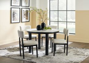 Signature Design by Ashley® D429/15/02(2) Xandrum - White / Black - 5 Pc. - Round Dining Room Table, 4 Side Chairs