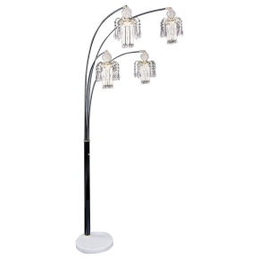CoasterEssence 1771N Maisel - Hanging Crystal Arc Tree Floor Lamp - Black