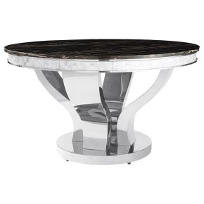 CoasterElevations 107891 Anchorage - Round Glass Top Dining Table - Chrome