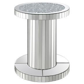 CoasterElevations 936125 Dorielle - Round Mirrored Acrylic Crystal Side Table - Silver