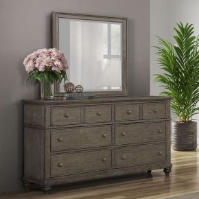 Liberty Furniture 104G-BR-DM Twin Lakes - Dresser & Mirror - Gray