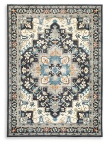 Ashley Furniture R407061 Leningston - 8' x 10' Washable Rug - Black / Cream / Blue