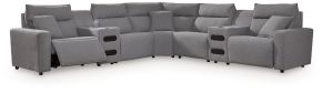 Ashley Furniture 65906S9 Ashley Furniture 65906S9 Modmax II - 7-Piece Power Reclining Sectional With 2 Audio Consoles - Salt And Pepper