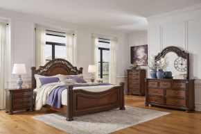Signature Design by Ashley® B764/31/36/46/50/71/97/93(2) Lavinton - Brown - 8 Pc. - Dresser, Mirror, Chest, Queen Poster Bed, 2 Nightstands
