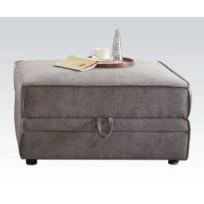 ACME 53782 Bois - Ottoman With Storage - Gray Velvet