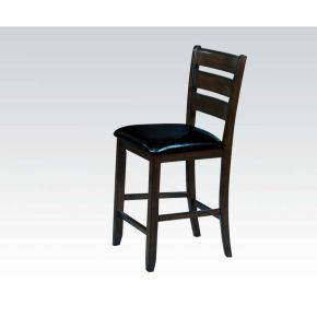 ACME 74633 Urbana - Counter Height Chair (Set of 2) - Black PU & Espresso